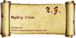 Nyáry Zina névjegykártya